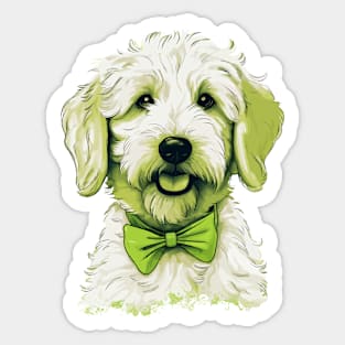 Golden Doodle With Bow Tie Sticker